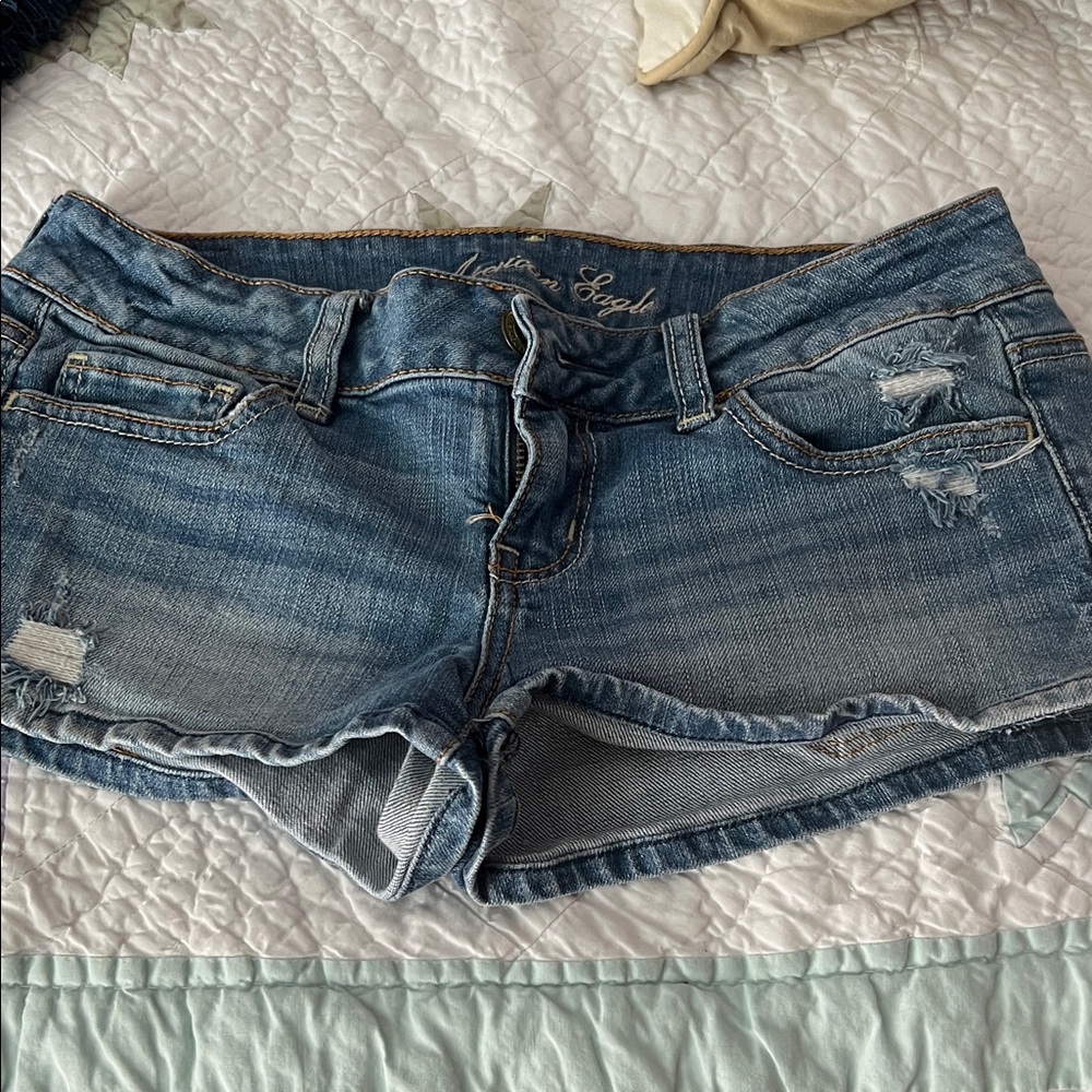 American Eagle Outfitters Distressed Blue Jean Shorts